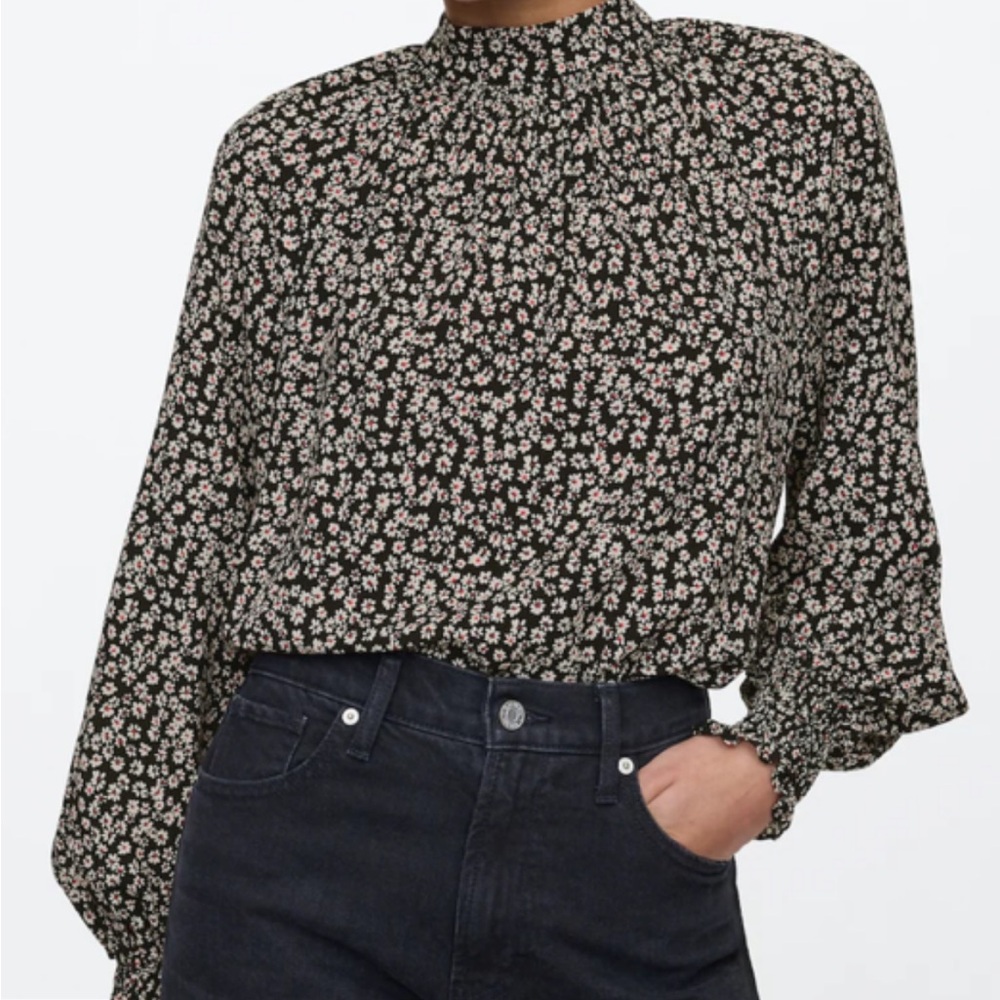 Gap relaxed print rayon floral halter mock neck top s women's
